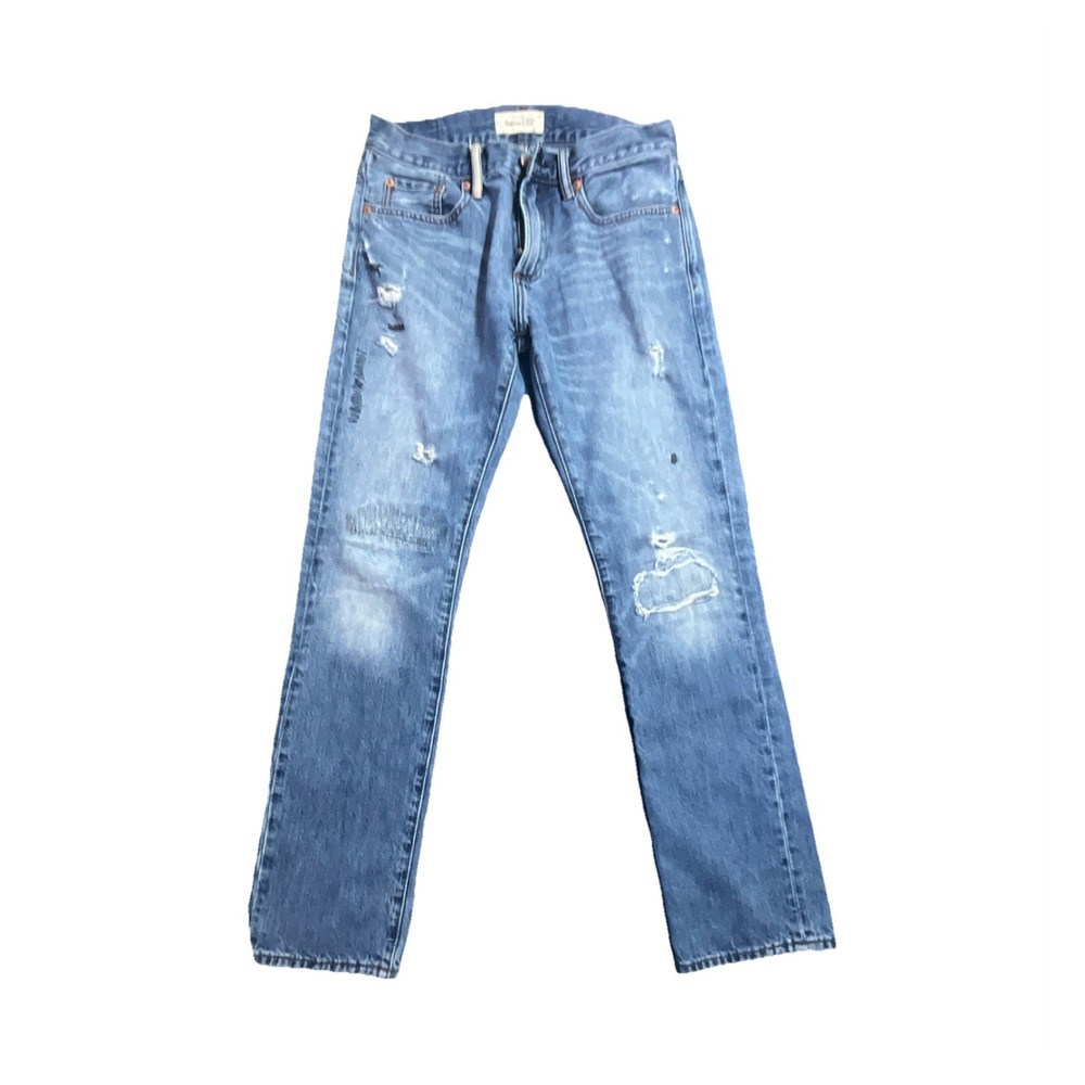 Gap 1969 Slim Fit Blue Denim Distressed Straight Jeans 5-Pocket